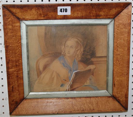 Maple framed sketch of a young lady(-)